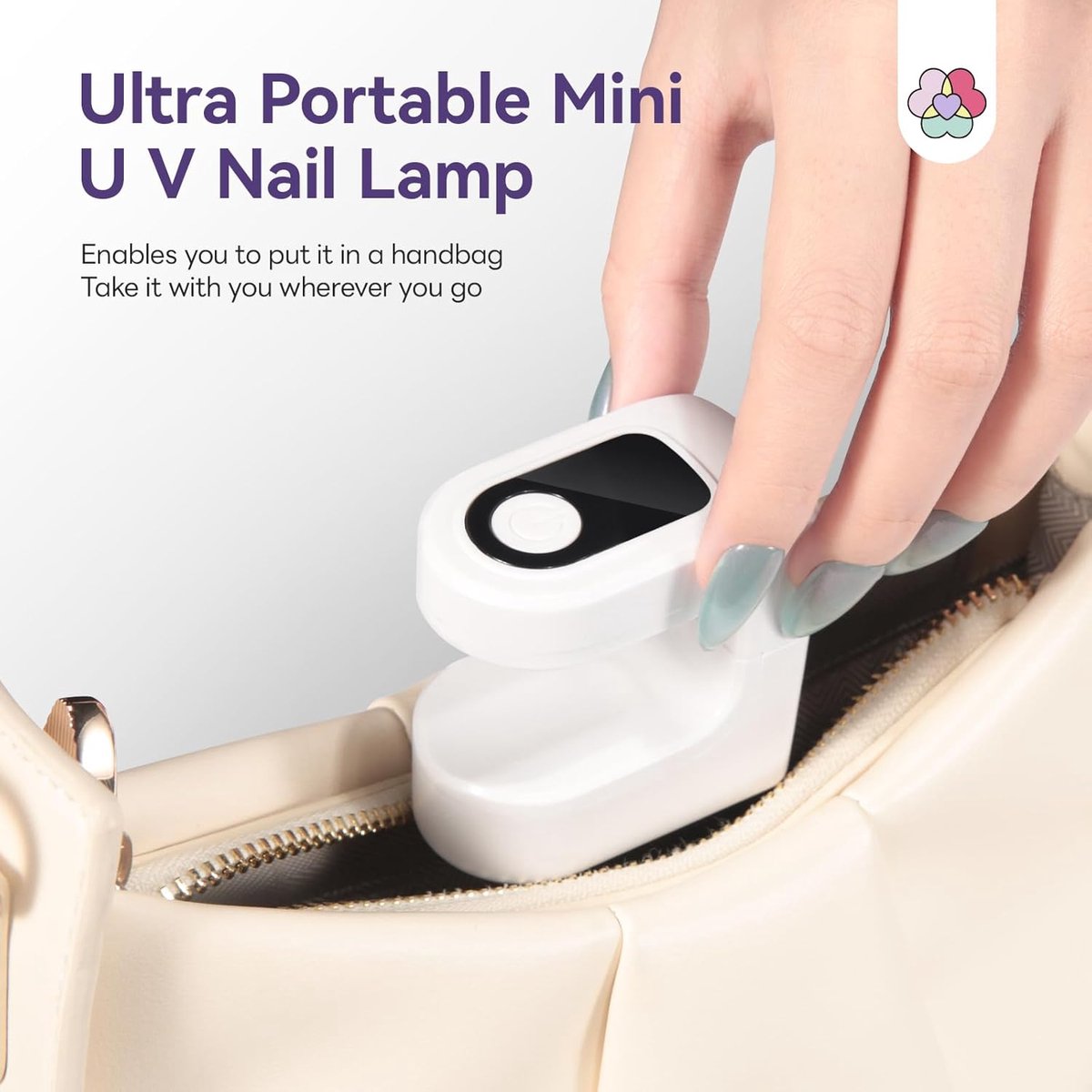 Mini UV LED Nagellamp - Oplaadbaar - 3 LED Lampen - Wit - 300 mAh Gelnagels Droger - Draagbare Nagellamp - UV Lamp voor Nagels - Nagellak Droger - Timer 60/120s - Nail Art Accessoires - USB Oplaadbaar - Reisformaat — cadeau in Verzorging - foto 6