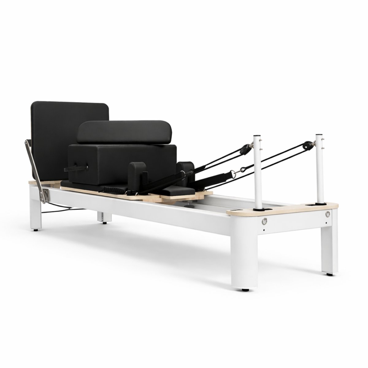 PH Fitness Professionele Pilates Reformer met Aluminium Frame, 6 Veren, Verstelbare Footbar & Box – Full Body Training voor Thuis en Studio - Wit