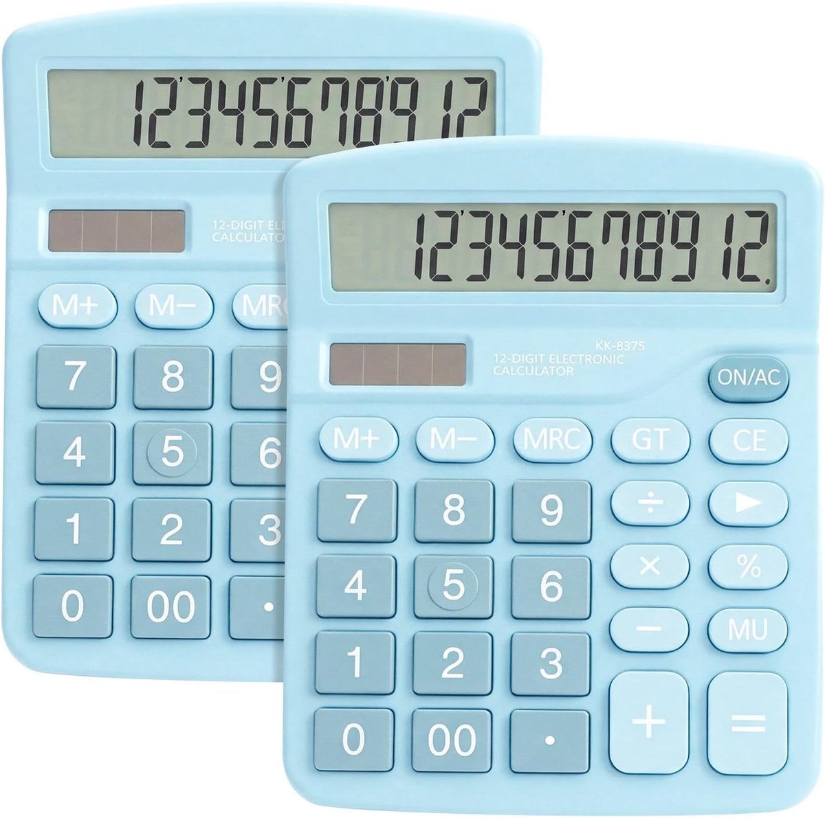 Tafelrekenmachine - Bureau Calculator - Kantoor School Thuis - Dubbele Voeding - 12 Cijfers - Blauw