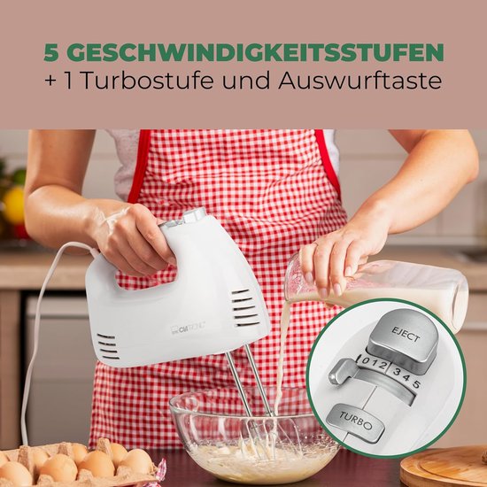 Handmixer en Staafmixer - Keukenmixer - Bakken en Koken - 300 Watt Kracht - 5 Snelheden - Wit — afbeelding 5
