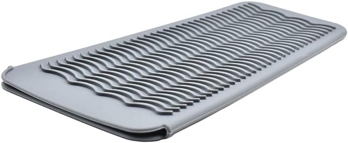 Hittebestendige Mat - Styling Tool Pad - Bescherming Oppervlakken - Antislip Golftextuur - 29 x 14 cm - Grijs