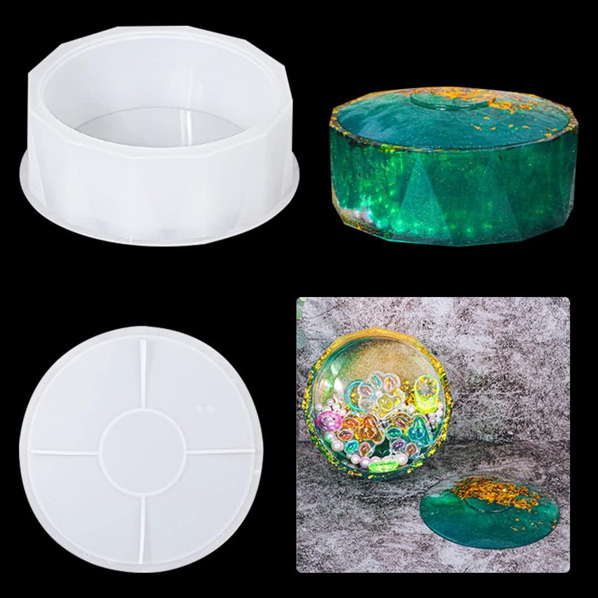 Hars mal opbergdoos - Siliconen gietvorm - Doe-het-zelf handwerk - Met deksel - 16 x 16 x 6 cm