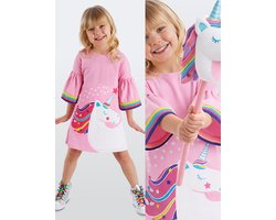 Denokids CFF-21Y2-005 Roze Meisjes Jurk Unicornprint 122