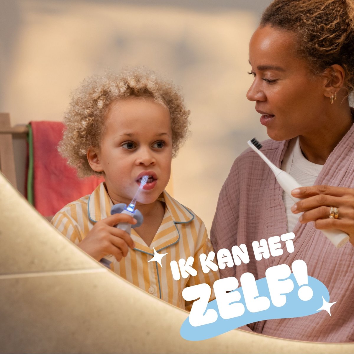 BOOM - Woezel & Pip Elektrische Tandenborstel Kind (Baby & Peuter) - 3-48 maanden - LED-lampje - 2 Borstelkopjes inbegrepen – foto 4