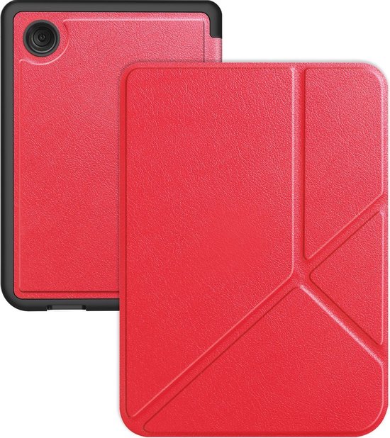 Hoes geschikt voor Kobo Clara BW - E-reader hoesje - Bookcase cover - Beschermhoes - Trifold - Tablet case - Rood - Jonyx — afbeelding 2