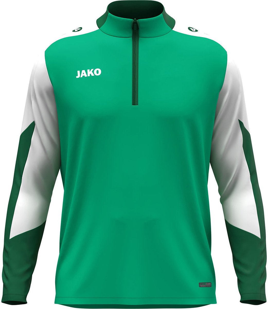 Jako Dynamic Ziptop Kinderen - Groen / Wit / Donkergroen | Maat: 128