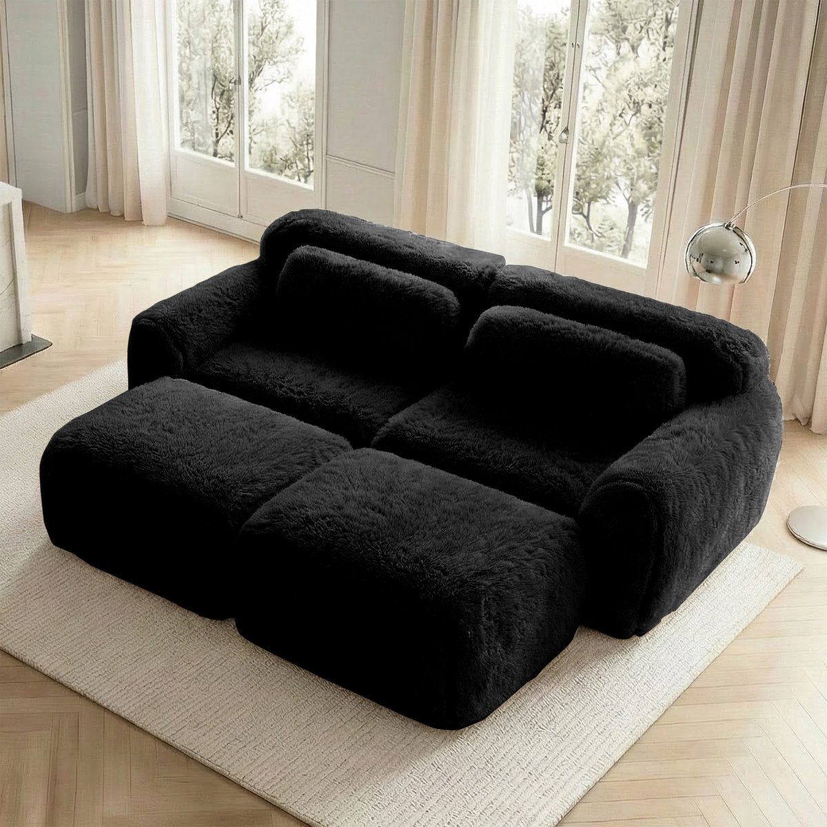 MODENUIT Sofa 2-Zits - Modulair Met 2 Ottomans En Montagevrij Ontwerp - Voor Woonkamer En
