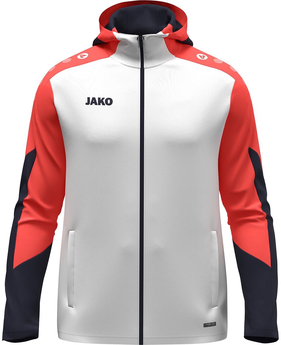 Jako Dynamic Jas Met Kap Kinderen - Wit / Koraal / Marine | Maat: 140