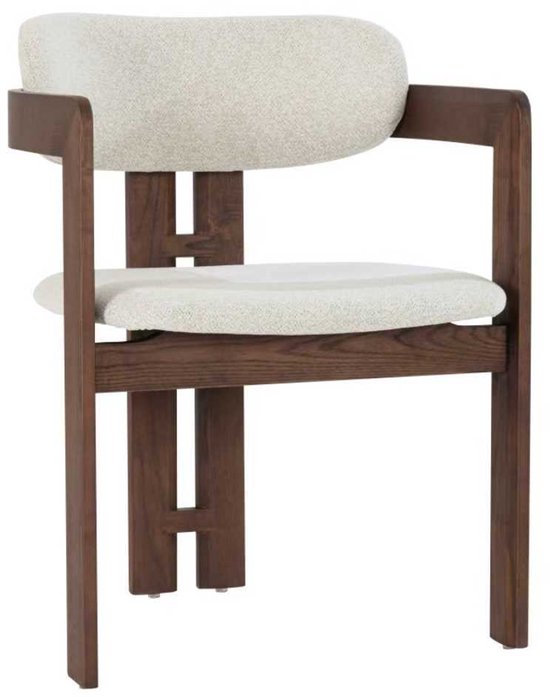 Gestoffeerde eetstoel met armleuning, walnootkleur (set van 2)