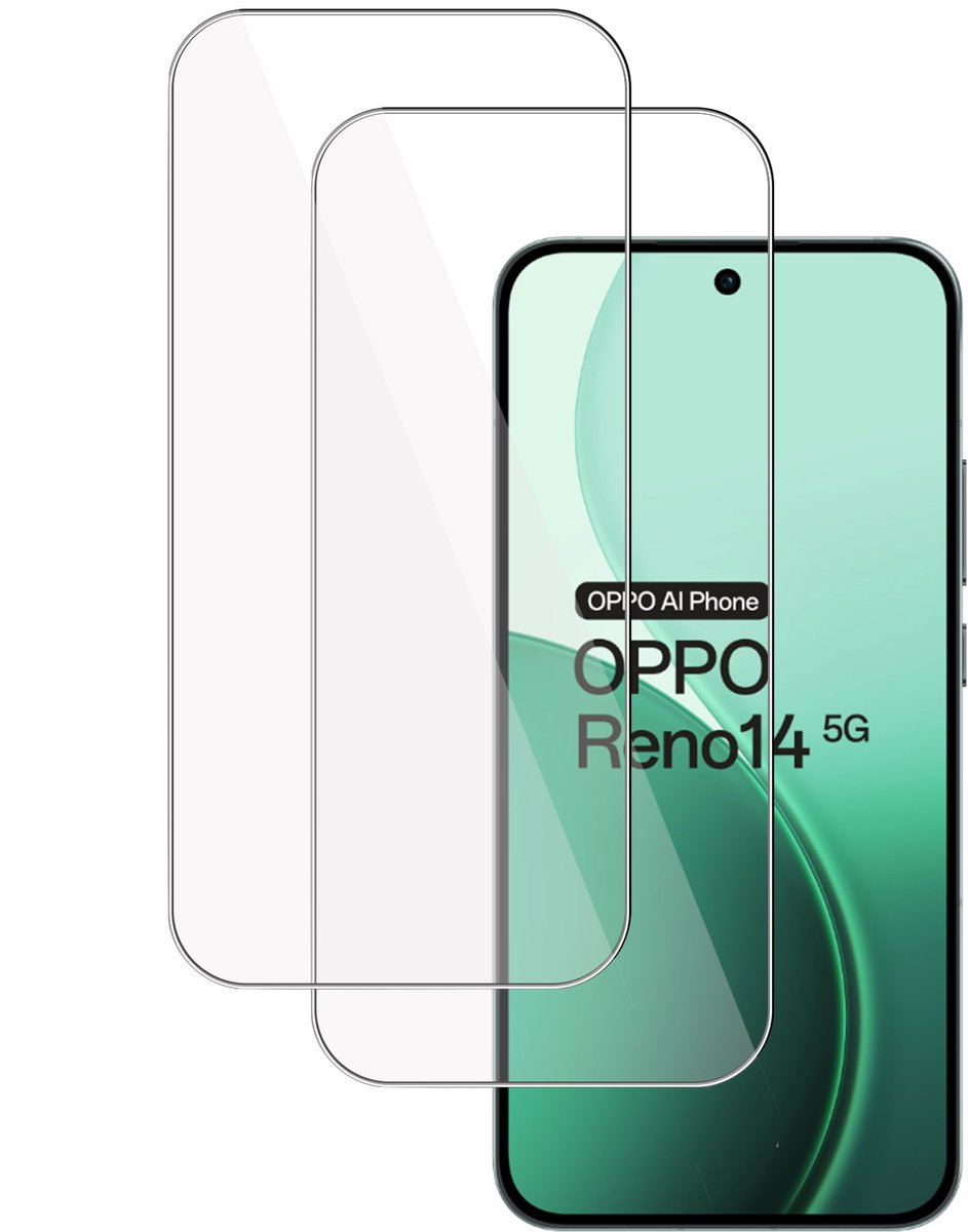Proteq Screenprotector 2x geschikt voor OPPO Reno 14 5G – Gehard Glas – Rounded – Proteqt+ – Krasbestendig