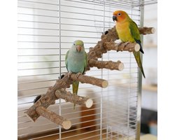 Natuurlijke Zitstokken - Vogelstandaard Speelgoed - Volière Inrichting - Handgemaakt Hout - 30x10cm Set - Natuurlijk