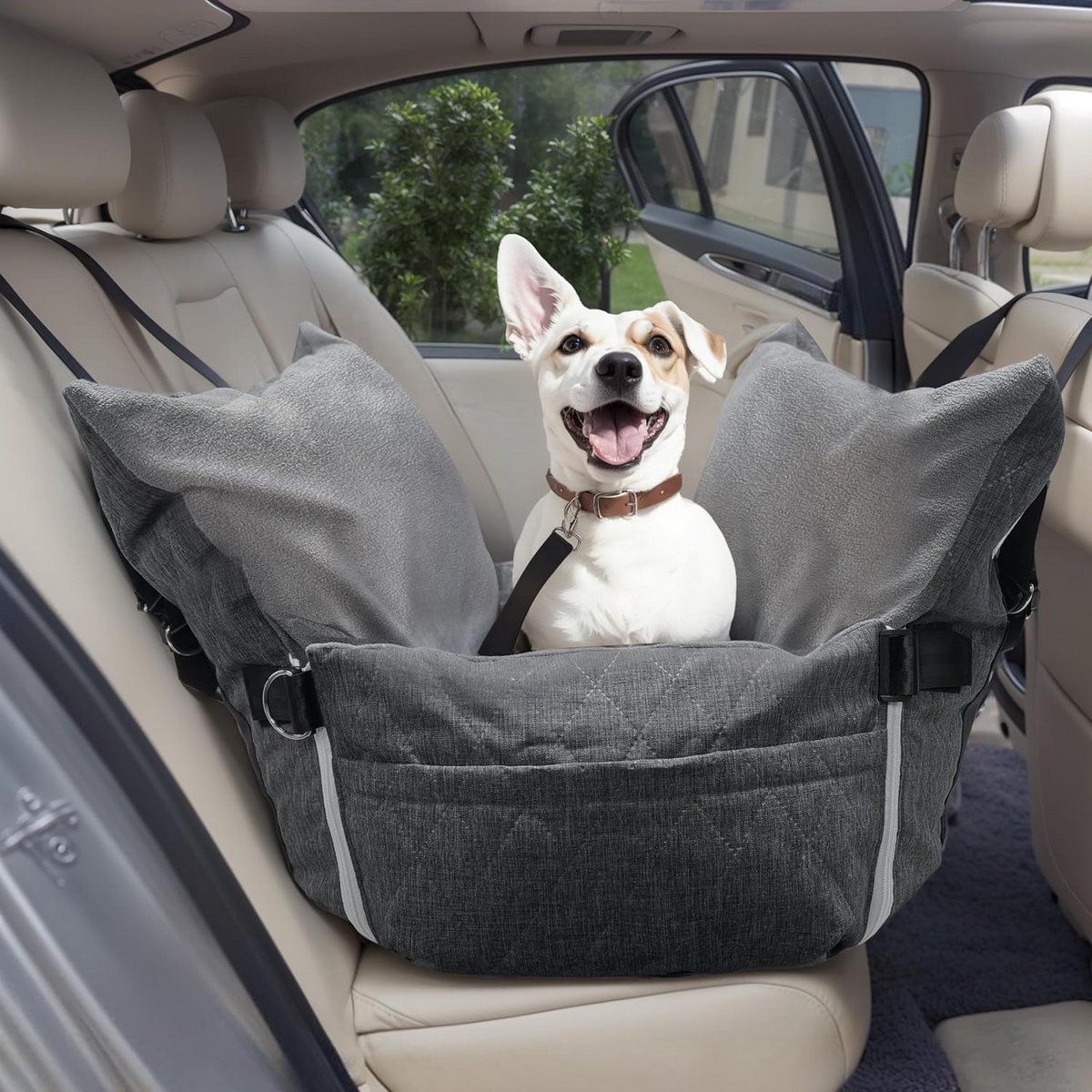 Honden Autostoeltje & Reisbed Veilig en Comfortabel Grijs Medium