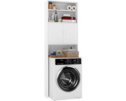 SNJY® Wasmachine Kast - Wasmachine Verhoger - Wasmachine Ombouw - 20L x 63B x 185H cm - Wit