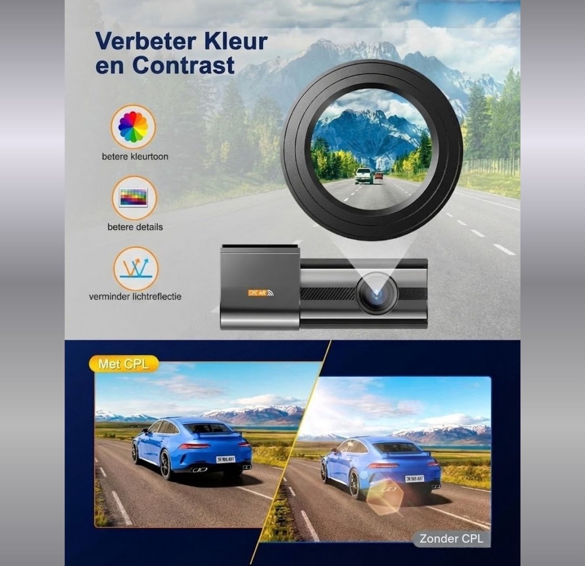 SNJY® Dashcam voor Auto - Auto Camera - Dashcam Voor en Achter - 4K+1080P - Zwart - 64 GB – foto 4