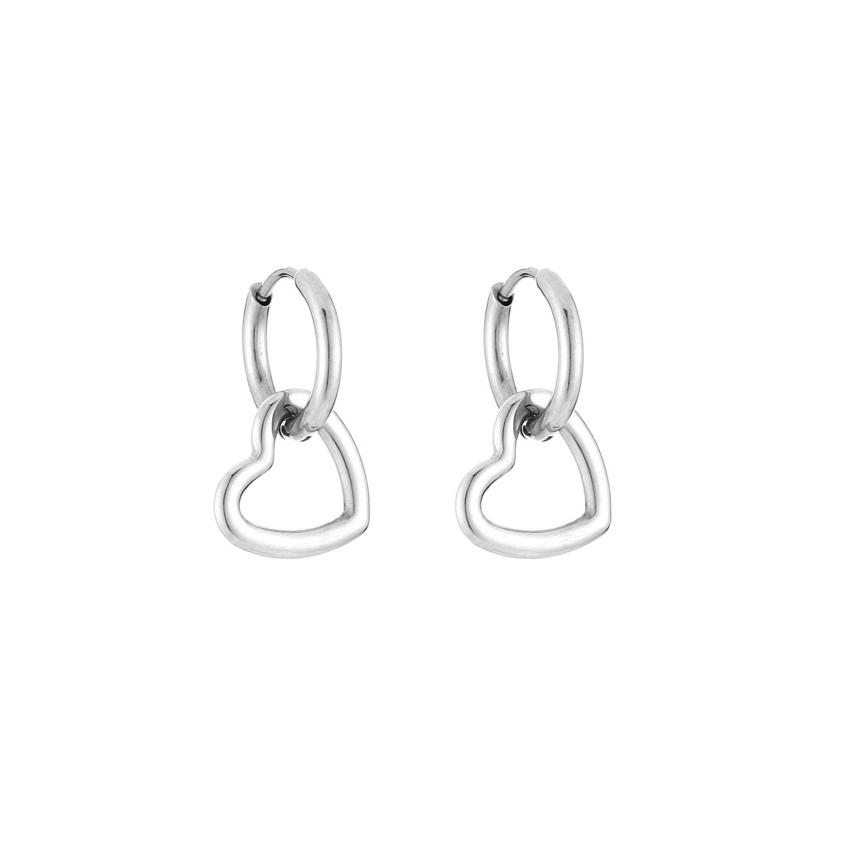 Oorbellen Open Hartjes - Zilverkleurig - Subtiele trendy oorbellen - Verkleurt niet - Hypoallergeen en nikkelvrij - Romantisch cadeau