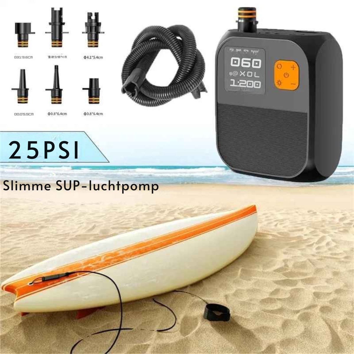 ElevateCommerce - Elektrische SUP Luchtpomp 25PSI met LCD Display & Auto Stop thumbnail 3