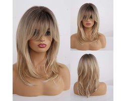 SCH® Pruiken Dames Echt Haar - Pruiken dames - Pruiken - Bruin - 15cm x 25cm x 3cm