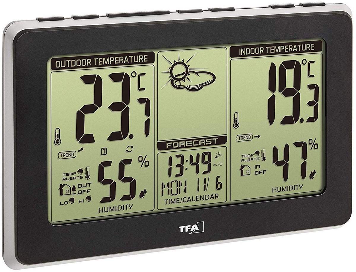 Draadloos Weerstation met Buiten Sensor, Weersvoorspelling en Radio Klok