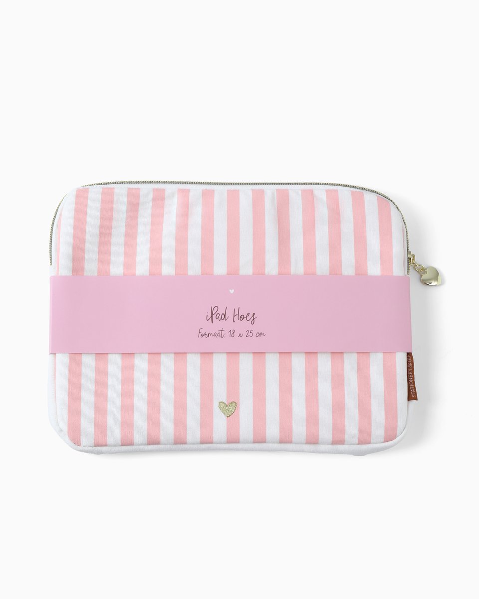 Ipad hoes Pink Stripes | Tablet Roze Streep | Tabletsleeve 11 inch | Stationery & Gift