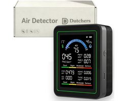 Dutchers® 5 in 1 Fijnstofmeter Voor binnenshuis - Alles in 1 meter - USB oplaadbaar - Co2-meter, Luchtkwaliteitsmeter, Luchtvochtigheidsmeter, Temperatuurmeter, Koolstofmeter en meer!