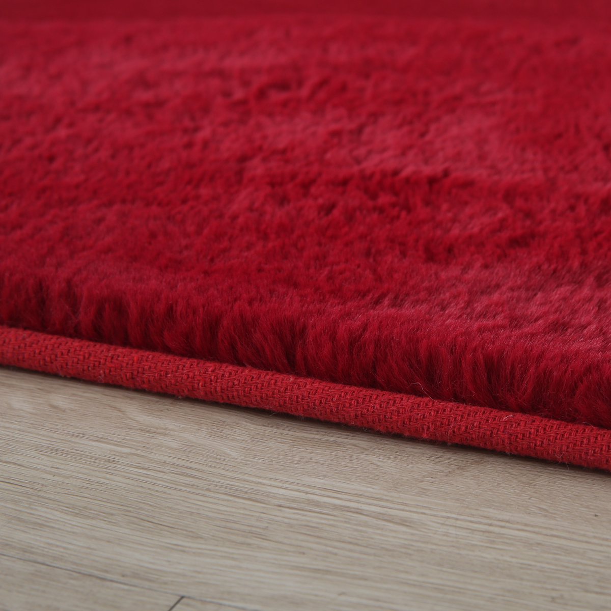 Ayyildiz Hoogpolig vloerkleed, effen kleur - gewoon rood, vloerkleed voor de woonkamer, katoenen achterkant, afmeting: 120 cm rond