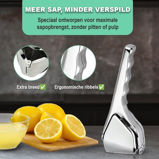 Rivv Handmatige Citruspers RVS - Grote Professionele Citruspers - Extra Brede Perskop - Ergonomische Handpers voor Citroen, Limoen & Sinaasappel van Rivv — afbeelding 4