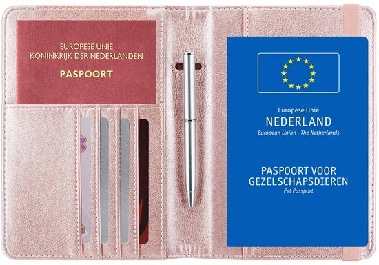 Étui pour passeport pour animaux de compagnie - Porte-passeport double avec Protection anti-écrémage - Rose