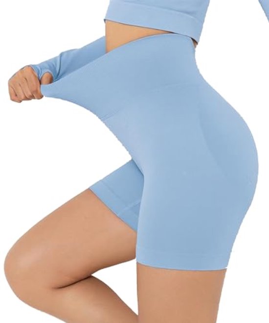 Dames sportshorts met hoge taille - Naadloze workout shorts voor yoga en fitness — afbeelding 2