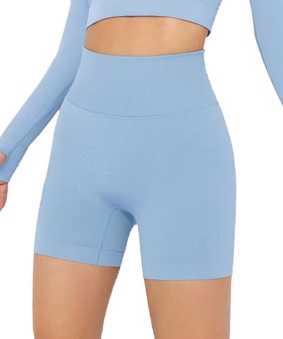Dames sportshorts met hoge taille - Naadloze workout shorts voor yoga en fitness — afbeelding 5