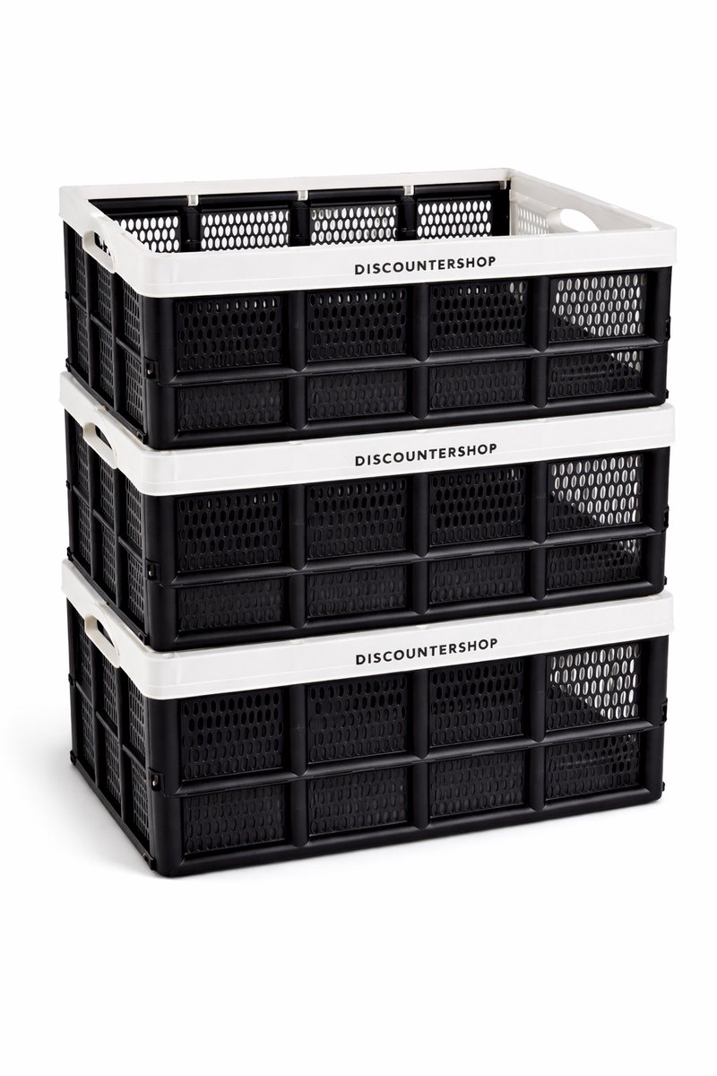 Vouwkratten Opvouwbare Vouwkratten Set van 3 - 32 Liter - Wit - Ideaal voor Huishouden & Klussen - Met Handgreep - 50x21x33cm