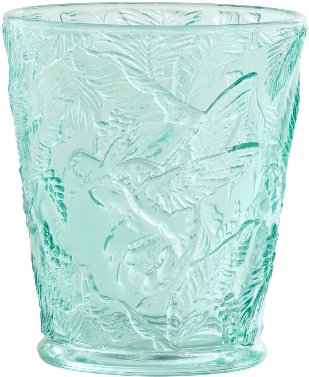 J-Line drinkglas Vogels - glas - azuurblauw - 6 stuks