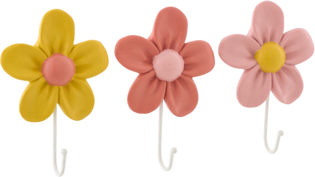 J-Line kapstok Bloem - polyresin - mix - small - doos van 3 Multi