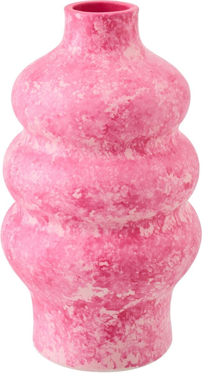 J-Line vaas - keramiek - roze/wit - small