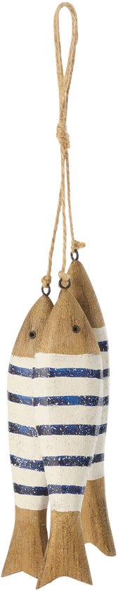 J-Line Suspension 3 Poissons - bois - bleu/blanc - small