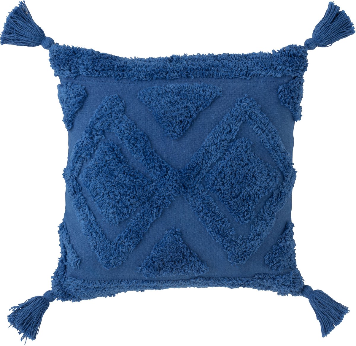 J-Line kussen Kwasten - katoen - blauw