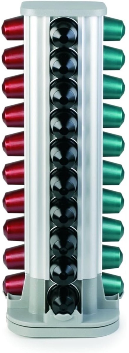 Famanu - Dispenser voor koffiecapsules van, 40 capsules, draaibaar, aluminium