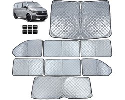 Premium 8-delig Zonnescherm Set Geschikt voor VW T6.1 Bus / Transporter vanaf 08/2019 | Voor-, Achter- & Zijruiten | Hittebescherming & Privacy