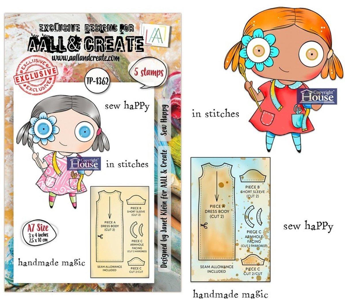 Aall & Create clearstamps A7 - Sew happy