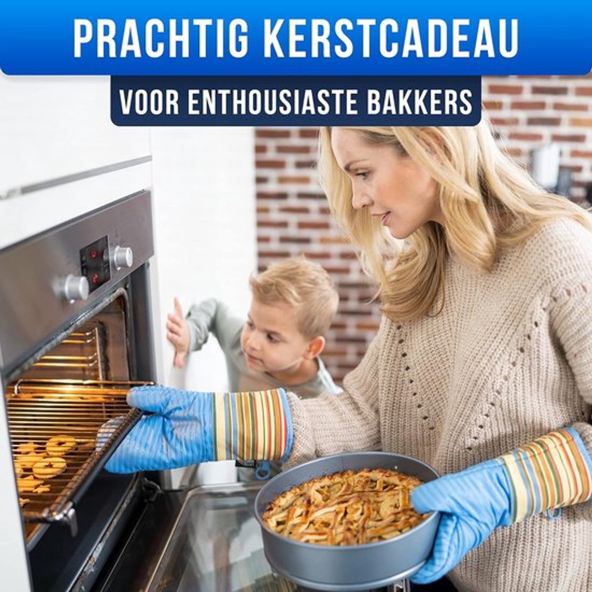 Candala Ovenwanten per paar - met siliconen coating voor optimale grip en hittebestendigheid (contactwarmte: 250°C) in diverse kleuren (Gekleurd/lichtblauw)