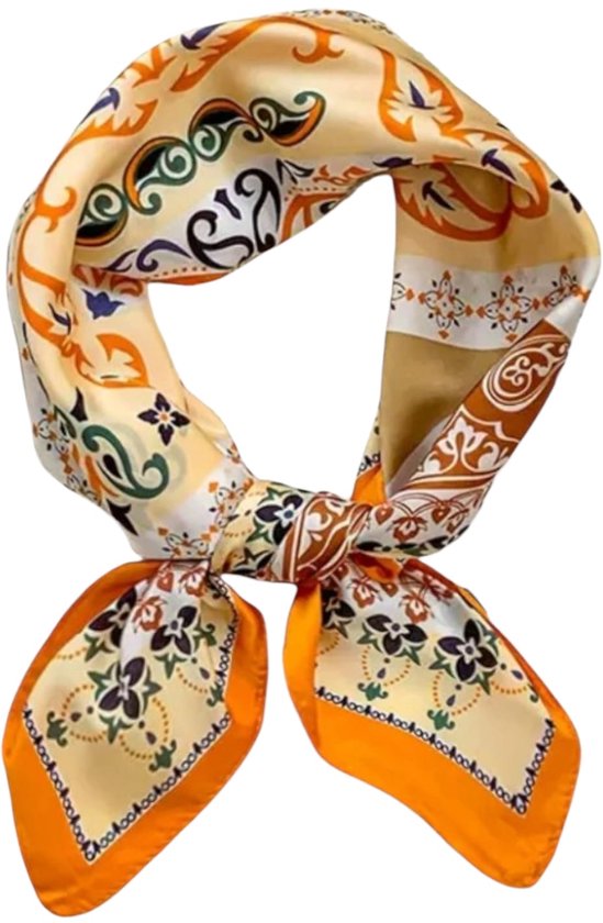 Stijlvol Dames sjaal Oranje |Elegant Satijn feeling sjaal |Youhomy accessoires sjaal 70x70 CM neksjaaltje | Silk feeling | Hoofdsjaal voor vrouwen | Stewardess Sjaaltje Orange| Moederdag cadeau| Koningsdag sjaal