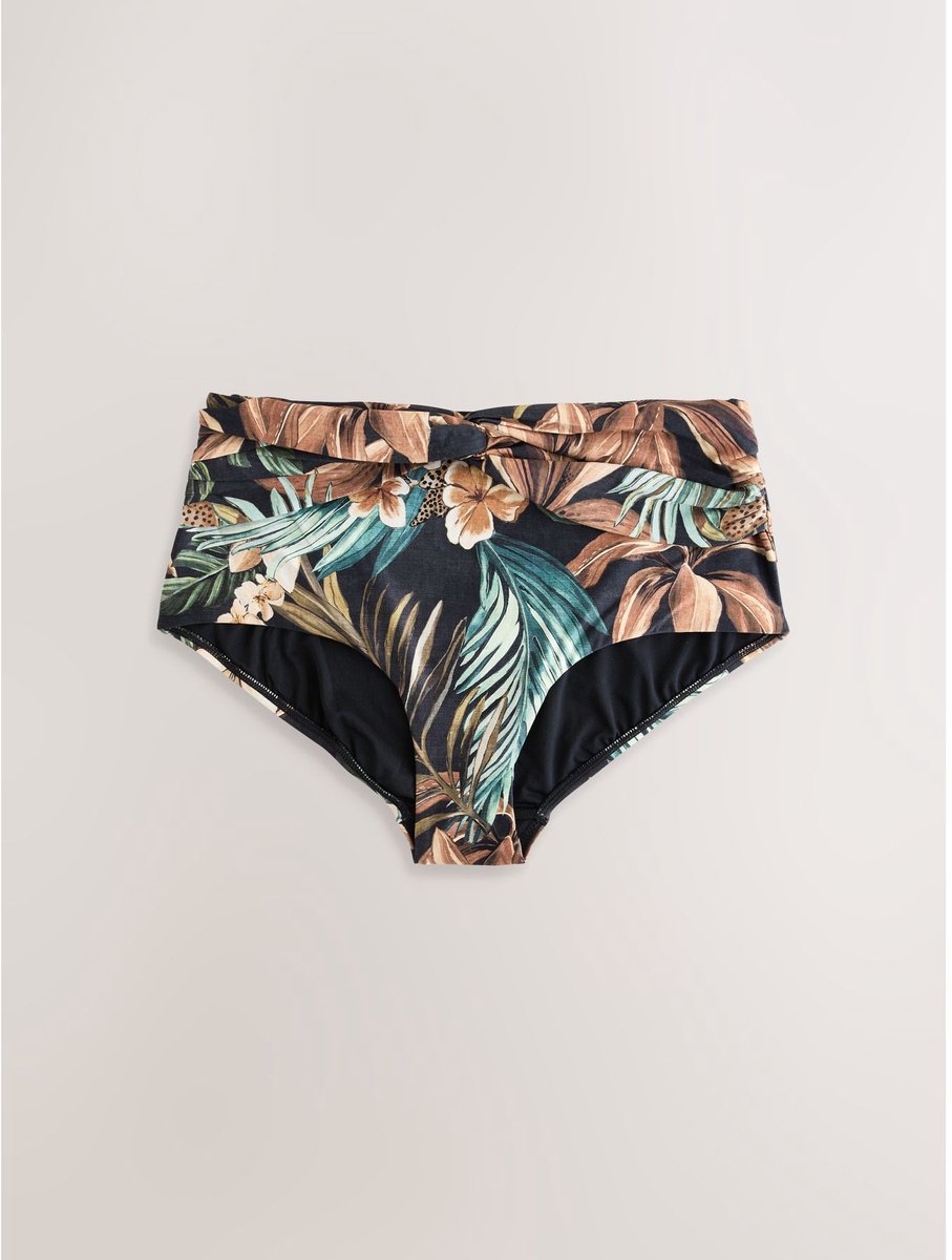 Next Dames - Midi-bikinibroekje met medium taille - Zwart Black Leopard Palm