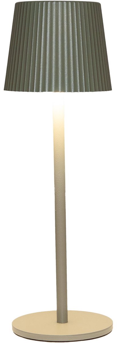 Draadloze Tafellamp | 27,5 x 9 cm | Warmwit dimbaar | Ribbel | Olijfgroen | Anna's Collectie