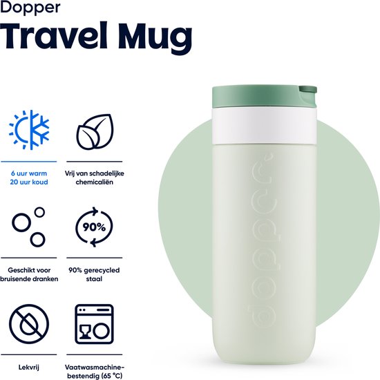 Dopper Travel Mug Thermosbeker - 400 ml - Forest Green — afbeelding 3
