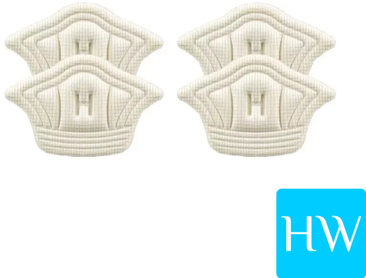 Hielkussen voor achter in de schoenen - Groot & dun - wit/creme (2 paar/4 stuks)