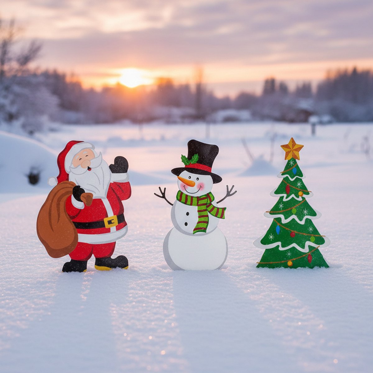 Janse® Metalen kerst tuinstekers set van 3 - Tuinversiering kerst - Kerstman - Decoratieve figuren - Sneeuwman - Kerstboom - Kerstversiering - Tuindecoratie - Christmas