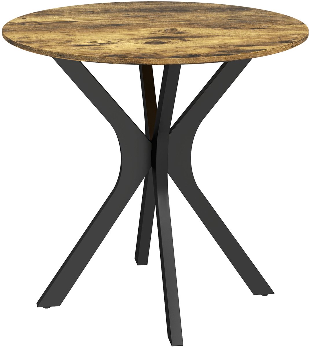 Merax Ronde Eettafel Ø78 cm – Compacte Keukentafel voor 2 Personen – Tafel met Metalen Onderstel – Bruin