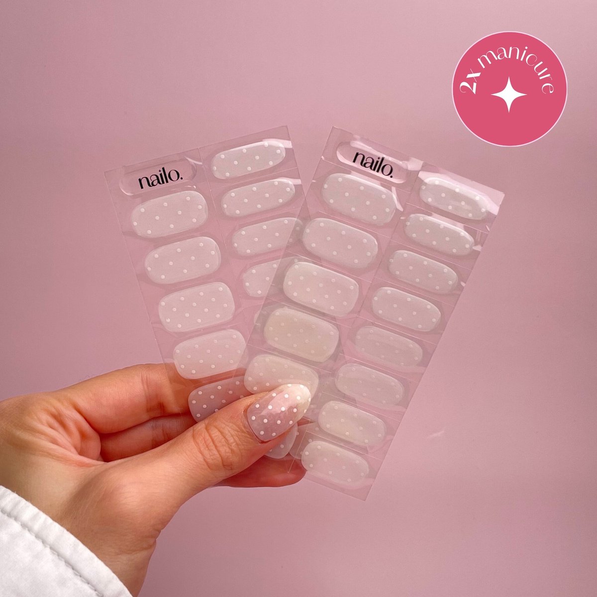 Nailo Gellak Stickers - Wit - Dot Dot White - Gel Nagel Stickers UV - 28 stuks - Nail Art - Polka Dots - Gel Nail Wraps