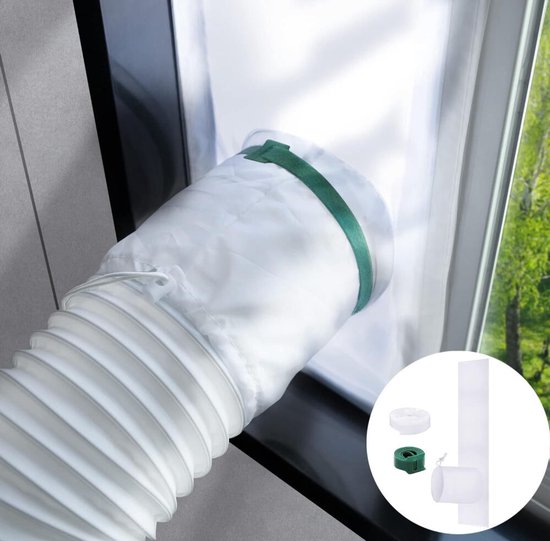 Raamafdichting mobiele airco 25×160 cm verstelbaar waterdicht herbruikbaar met trekkoord voor afvoerslang