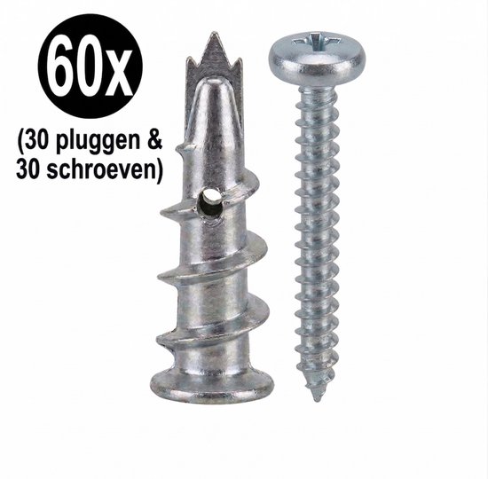 Foto: Lukardie hollewandpluggen 30 sets gipsplaatplug zelfborend incl schroef 36kg belasting
