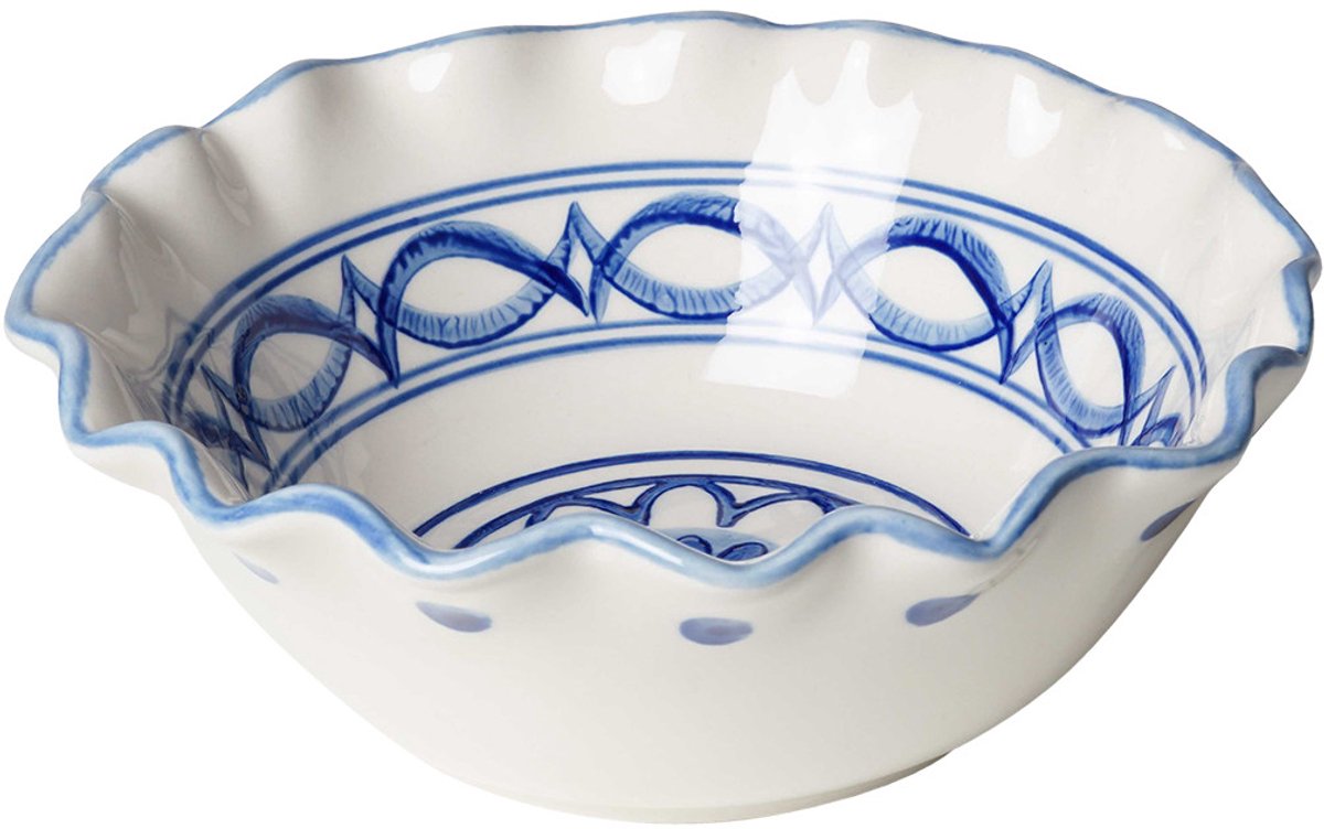 Heinen Delfts Blauw Kom Golven Majolica – 16 cm – Keramiek – Handbeschilderd – Servies